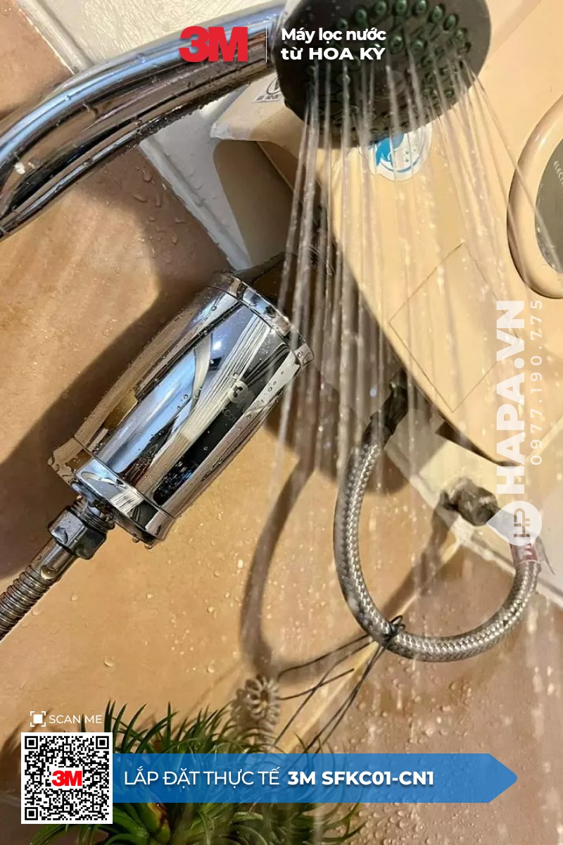 Hình ảnh lắp đặt thực tế của Bộ Lọc Nước Vòi Sen Tắm 3M SFKC01-CN1 ở Pacific Place, Hoàn Kiếm, Hà Nội