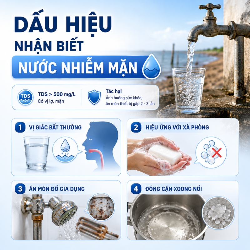 4 dấu hiệu nhận biết nguồn nước sinh hoạt nhiễm mặn gây ăn mòn vòi inox và thiết bị gia đình