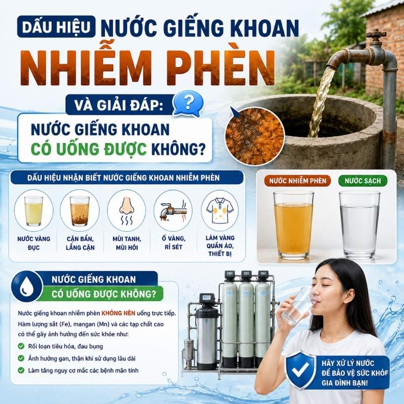 Dấu hiệu nước giếng khoan nhiễm phèn và giải đáp: Nước giếng khoan có uống được không?