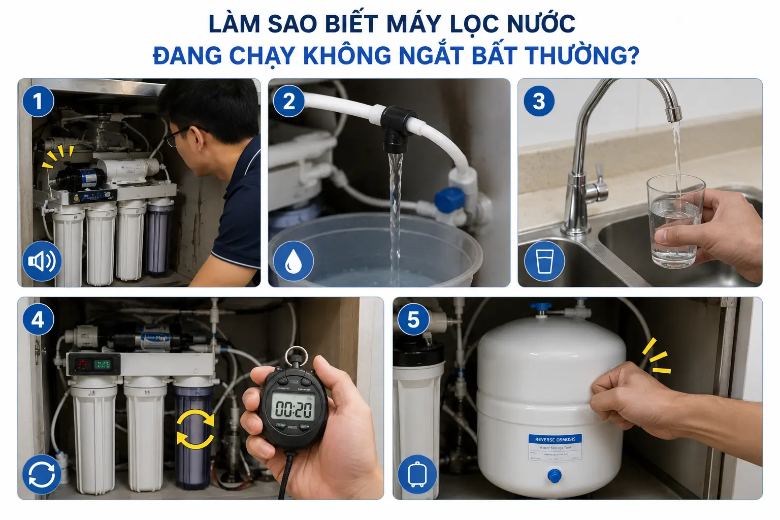 Làm sao biết máy lọc nước đang chạy không ngắt bất thường