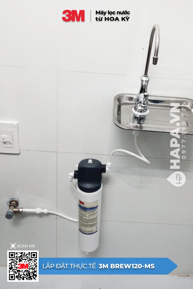 Hình ảnh lắp đặt thực tế của Máy Lọc Nước 3M BREW120-MS tại Chung cư Marina Plaza, Long Xuyên, An Giang