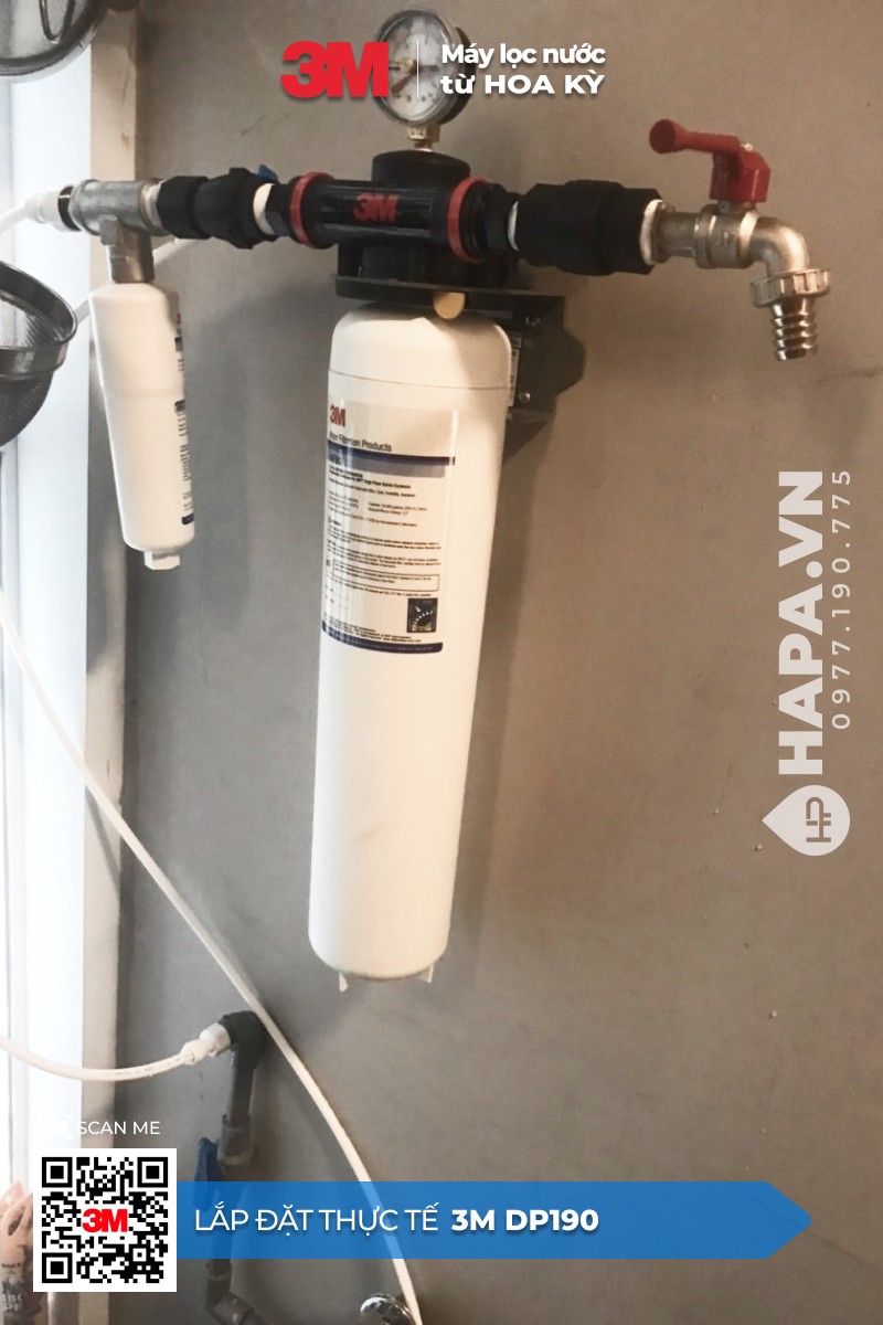 Hình ảnh lắp đặt thực tế của Máy Lọc Nước 3M DP190 tại Quán cơm văn phòng, Quận 7, TP. HCM