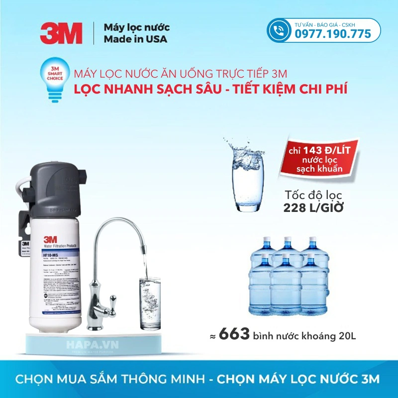 Máy Lọc Nước Uống 3M lọc sạch khuẩn, với công suất lọc vô cùng lớn