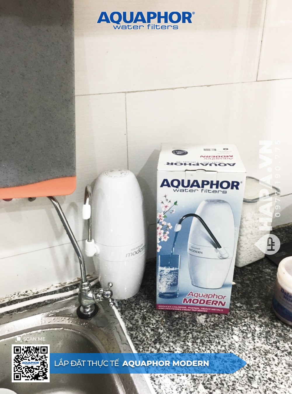Hình ảnh lắp đặt Máy Lọc Nước Để Bàn AQUAPHOR MODERN Chung Cư Discovery Complex Cầu Giấy Hà Nội 1