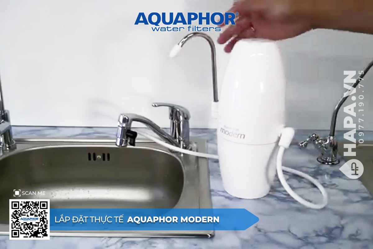 Hình ảnh lắp đặt Máy Lọc Nước Để Bàn AQUAPHOR MODERN tại Chung Cư Mỹ Tho Riverside, Tiền Giang