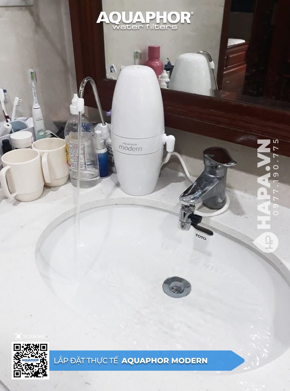 Hình ảnh Lắp Đặt Máy Lọc Nước Để Bàn AQUAPHOR MODERN - Căn Hộ WaterMark Hồ Tây Hà Nội