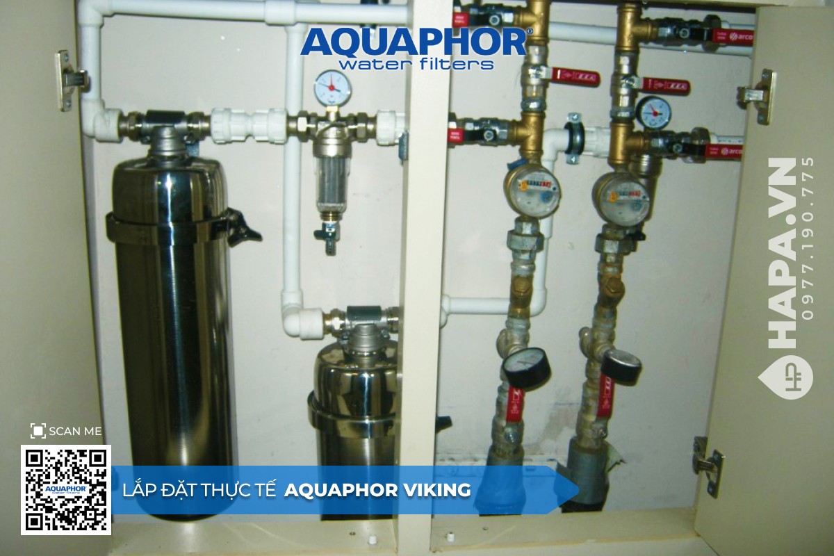 Hình ảnh lắp đặt thực tế của Máy lọc nước đầu nguồn Aquaphor Viking tại Kosmo Tây Hồ, Hà Nội
