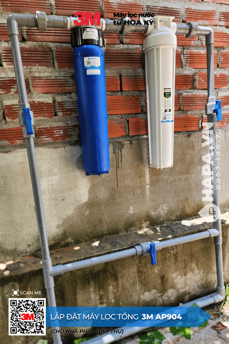Hình ảnh Máy Lọc Nước Đầu Nguồn 3M AP904 được lắp đặt thực tế tại Biệt Thự Bến Tre