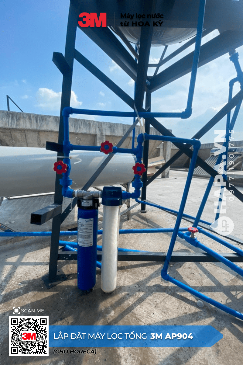 Hình ảnh lắp đặt thực tế Máy Lọc Nước Đầu Nguồn 3M AP904 tại Nhà hàng, Quận 4, TP HCM.