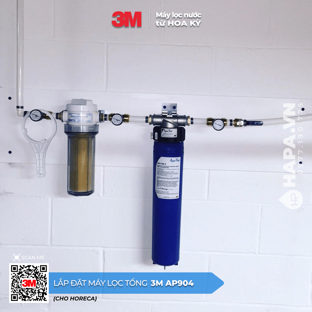 Hình ảnh lắp đặt thực tế Máy Lọc Nước Đầu Nguồn 3M AP904 tại Nhà hàng, Quận 9, TP HCM.