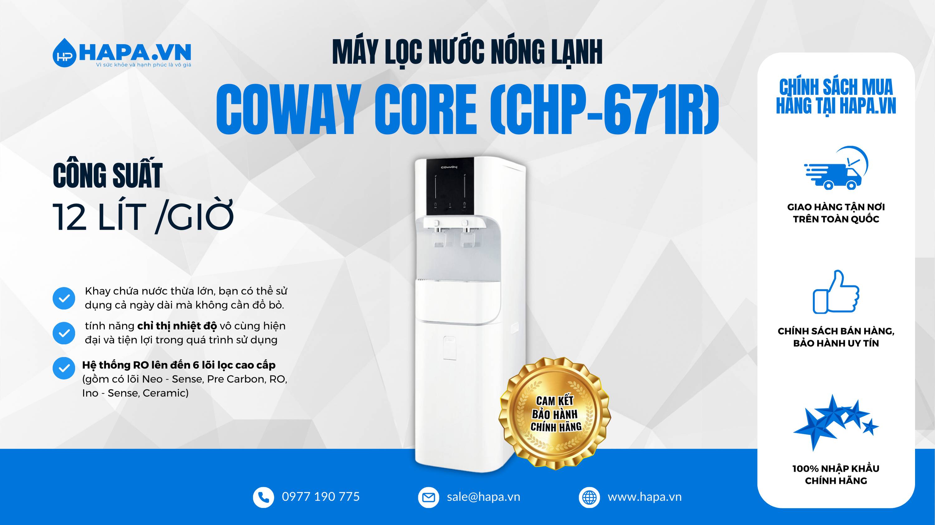 Máy Lọc Nước Nóng Lạnh COWAY CORE (CHP-671R)
