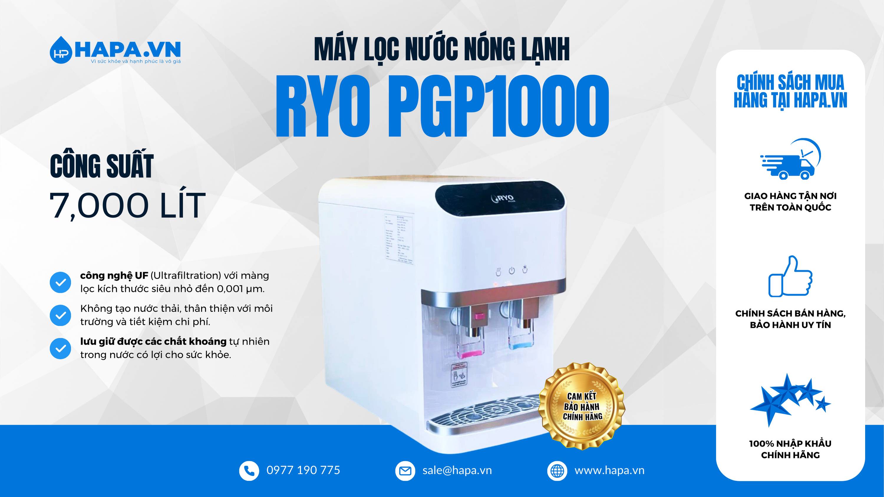 Máy Lọc Nước Nóng Lạnh Để Bàn RYO Hyundai PGP1000