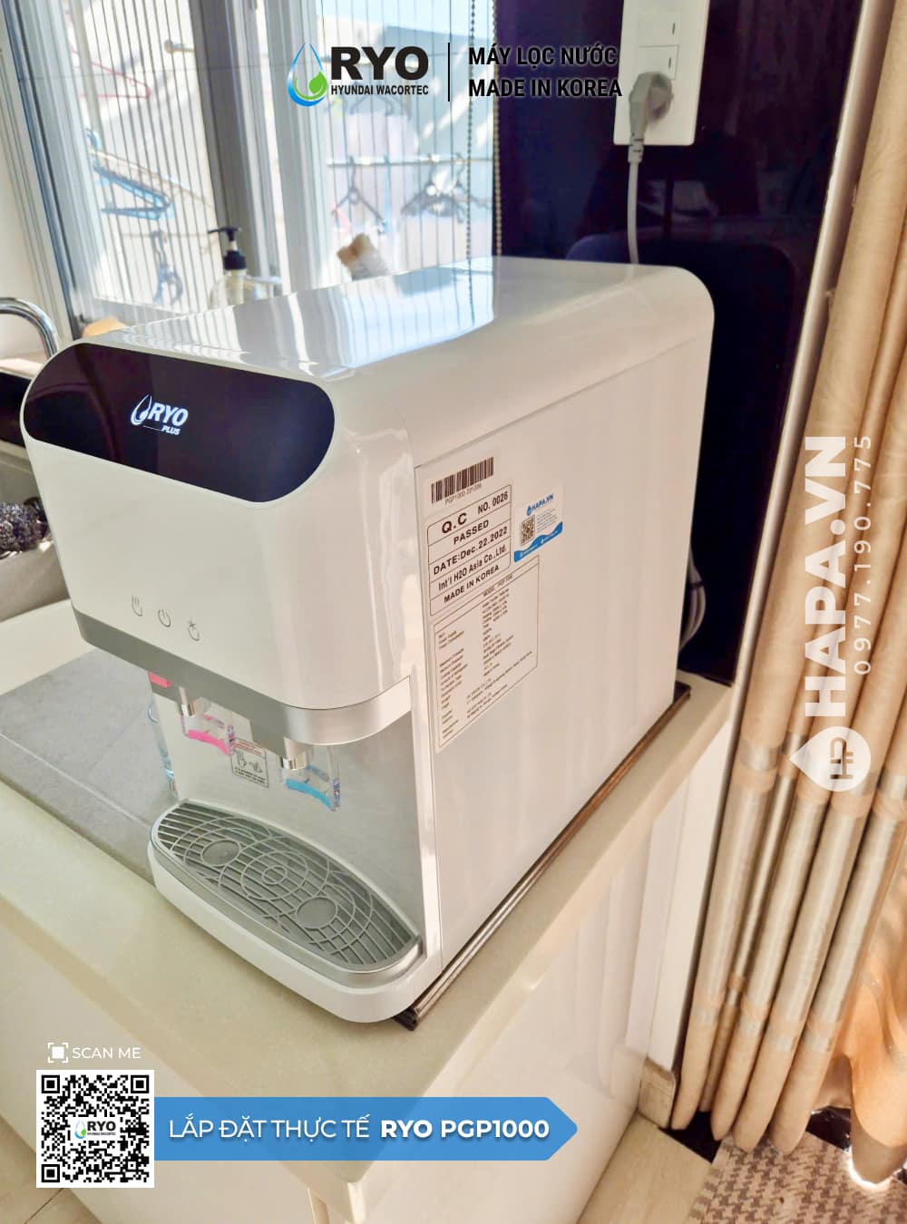 Máy Lọc Nước Nóng Lạnh Để Bàn RYO Hyundai PGP1000 lắp đặt tại Quận 7 - 2