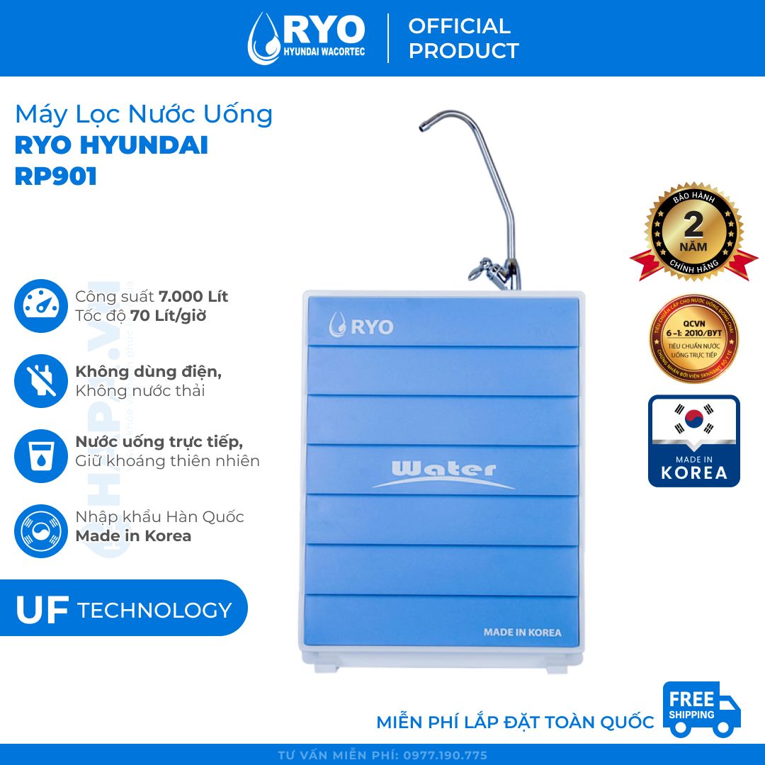 Ưu điểm nổi bật nhất của máy lọc nước UF là không cần sử dụng điện năng, chỉ cần áp suất nước tự nhiên