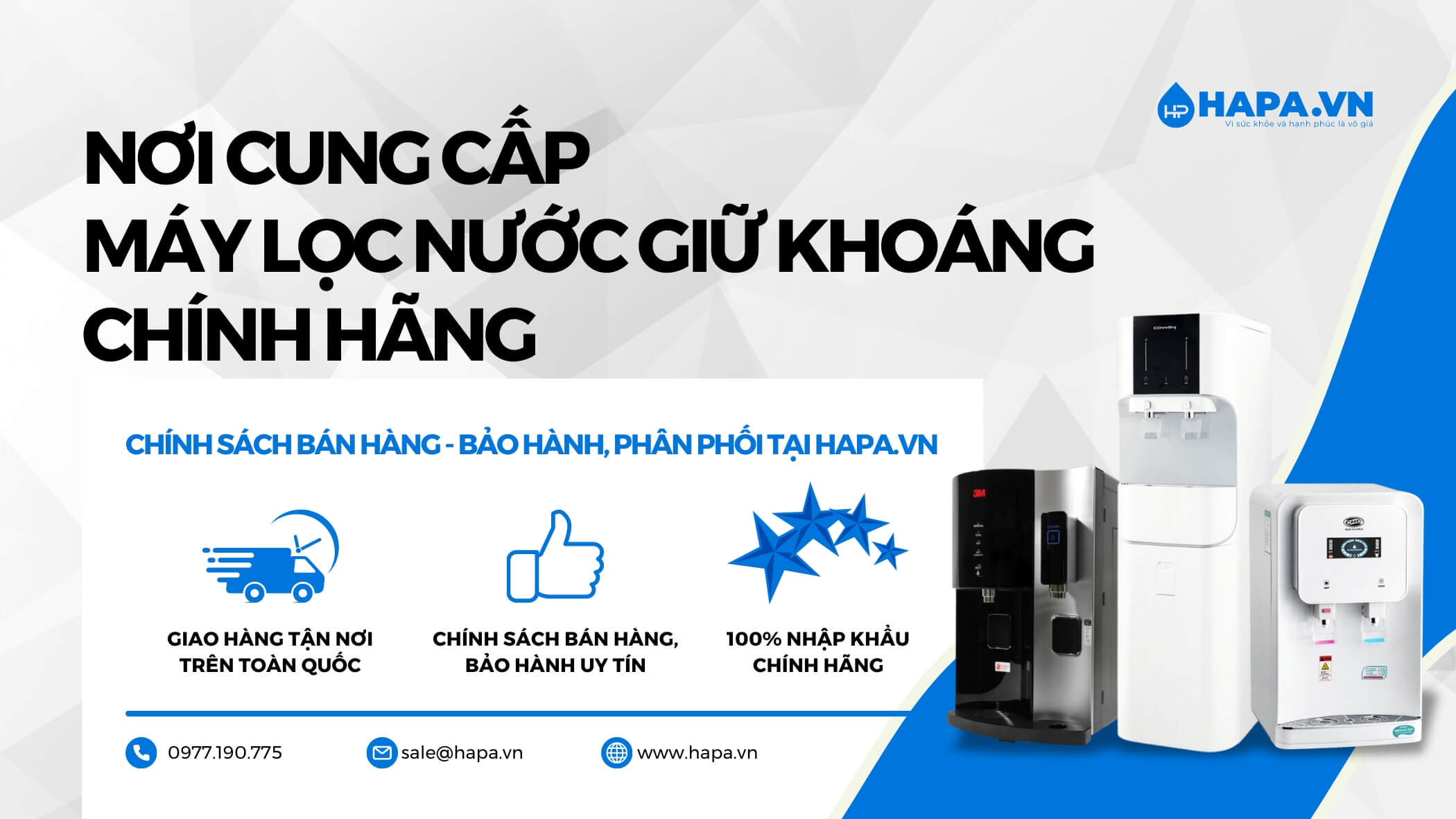 HAPA nơi phân phối máy lọc nước cung cấp nước khoáng chính hãng