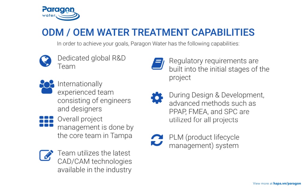 In order to achieve your goals, Paragon Water has ODM / OEM WATER TREATMENT CAPABILITIES - hapa.vn
