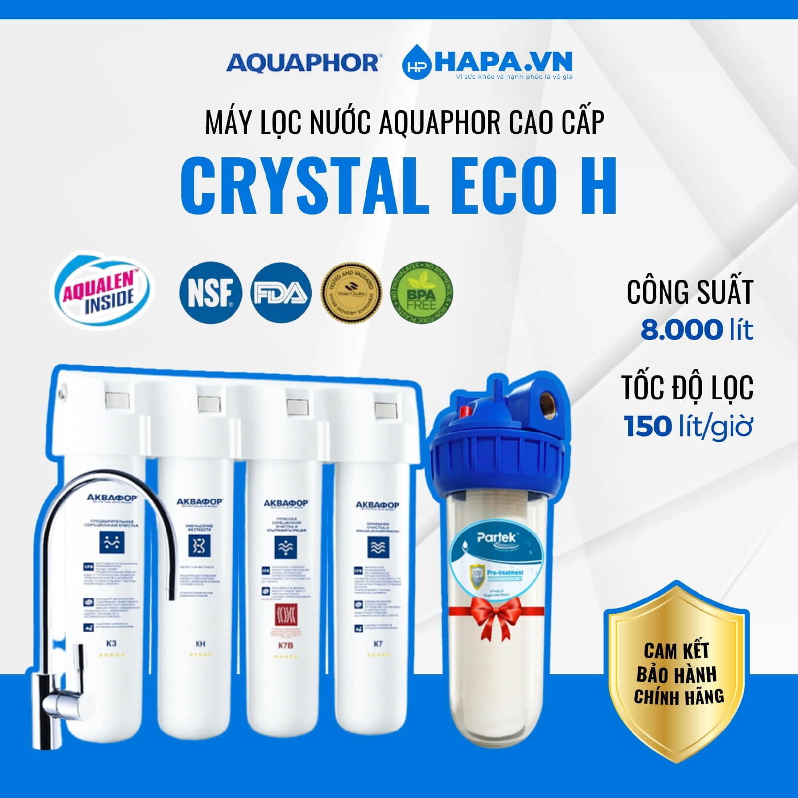 Aquaphor Crystal Eco H với hệ thống 4 cấp lọc mạnh mẽ
