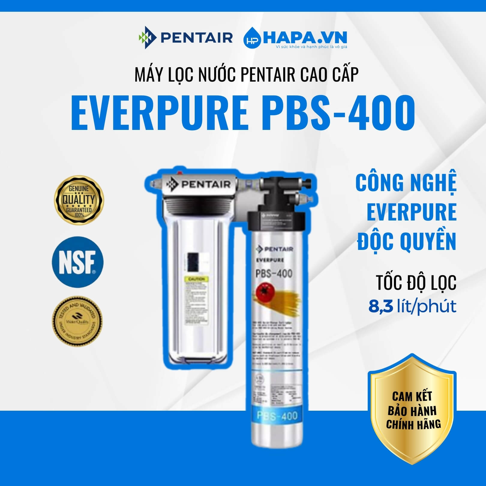 Thiết kế cao cấp giúp cho diện tích bề mặt màng lọc lớn hơn