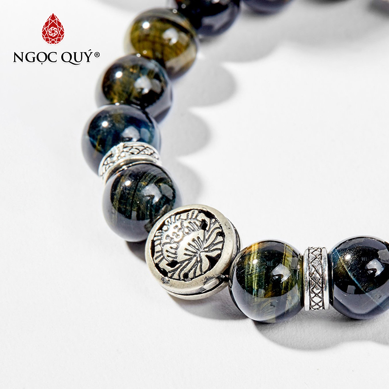 vòng tay đá mắt hổ xanh đen