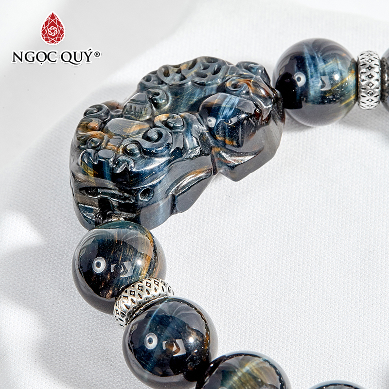 vòng tay đá mắt hổ xanh đen