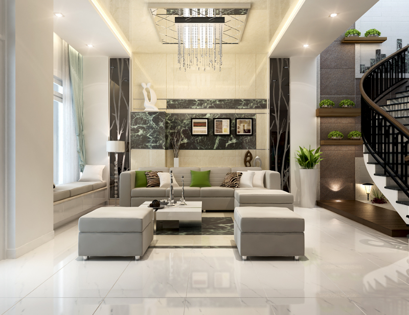 Mẫu nội thất trong nhà được sắp xếp gọn gàng, khoa học và sang trọng