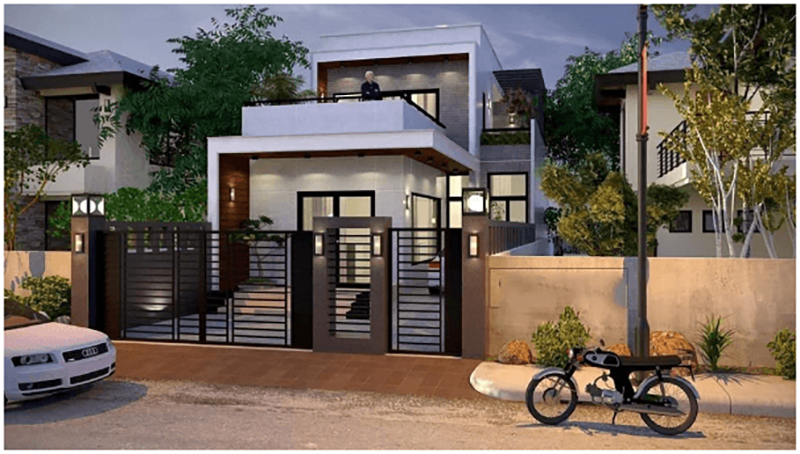 Mẫu nhà ống 1 tầng kết hợp với gara oto