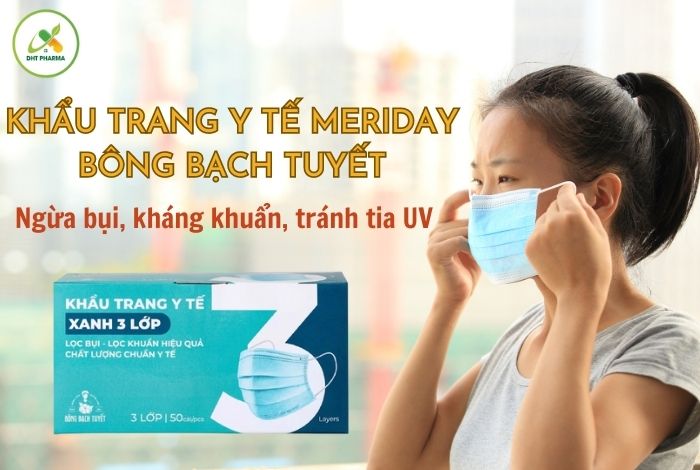 Khẩu trang y tế Meriday Bông Bạch Tuyết 3 lớp