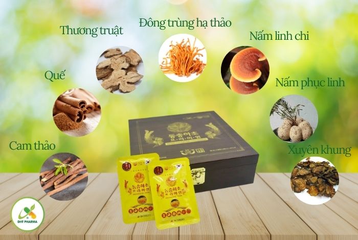 Đông Trùng Hạ Thảo hộp gỗ đen 60 gói