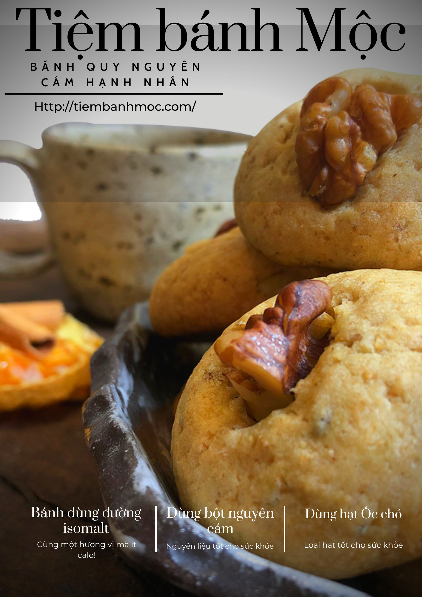 Cách làm bánh quy óc chó nguyên cám healthy