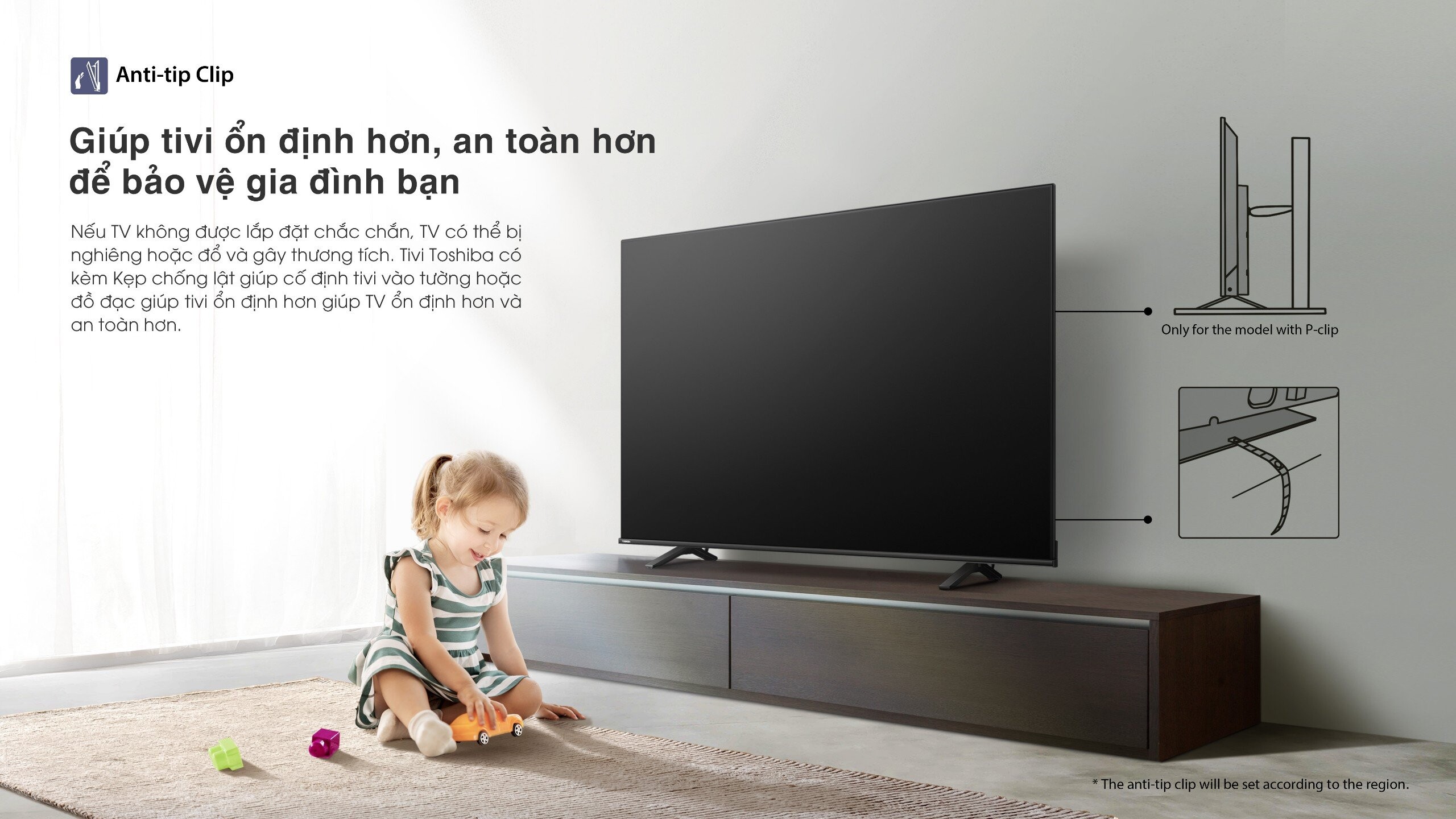 Anti-tip Clip giúp tivi được gắn cố định