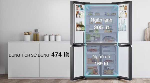 Dung tích tủ lạnh LG Inverter 474 lít Multi Door 4 cánh LFB47BLG