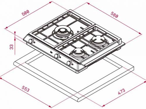 Bếp gas Teka 3 vùng nấu lắp âm EX60.13G