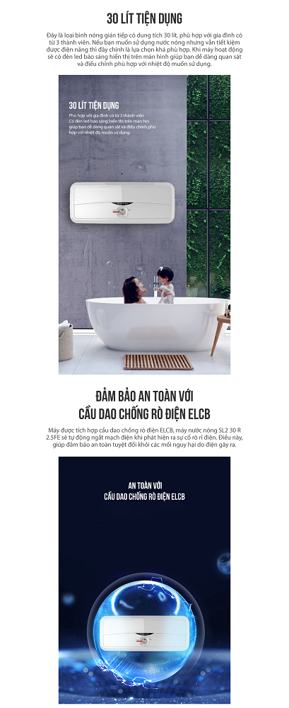 Bình nóng lạnh Ariston SL2 30 R 2.5 FE MT chính hãng