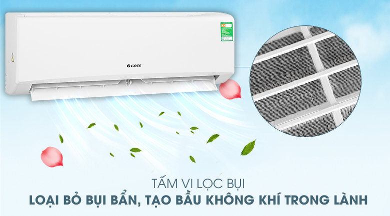 Điều hòa Gree 1 chiều 9000 BTU GWC09KB-K6N0C4 loại bỏ bụi bẩn tạo không khí sạch sẽ