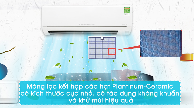 Điều hòa Mitsubishi Electric 2 chiều Inverter 12000BTU MSZ-HL35VA khử mùi diệt khuẩn
