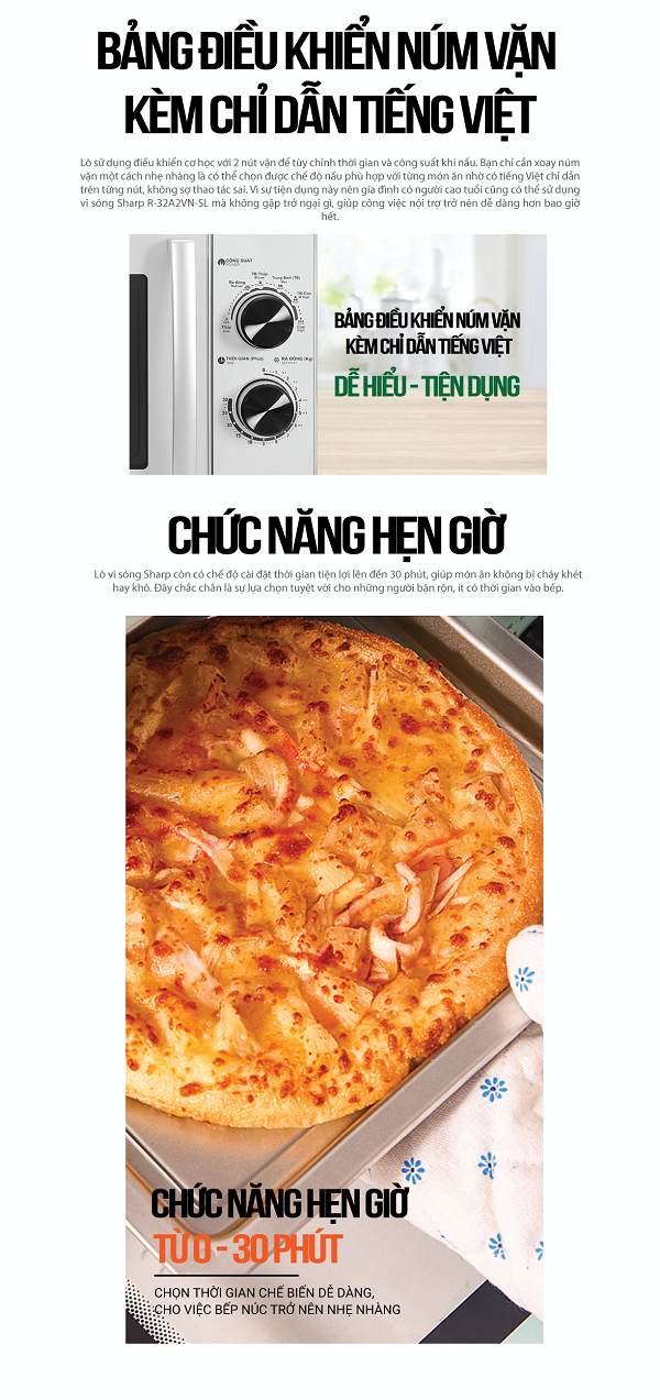 Lò vi sóng cơ 23L Sharp R-32A2VN-SL