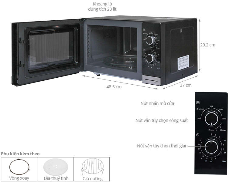 Lò vi sóng Electrolux có nướng 23 lít EMM2318X