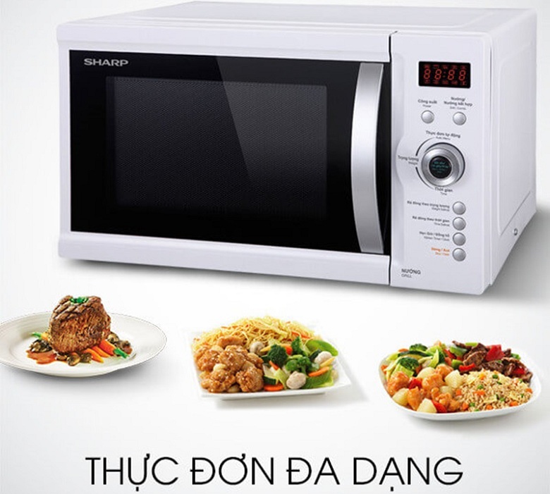 Lò vi sóng có nướng 23 lít Sharp R-G371VN-W có nhiều thực đơn tự động