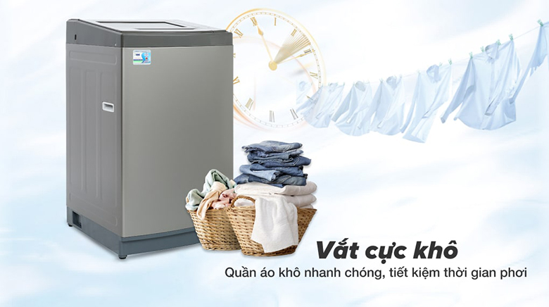 Máy giặt Aqua 8 kg AQW-KS80GT S lồng đứng vắt khô nhanh chóng