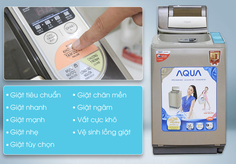 Máy giặt lồng nghiêng Aqua 7 Kg AQW-U700Z1T