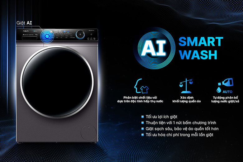 Máy giặt lồng ngang Aqua Inverter 10 kg AQD-DD1001G.PS giá tốt