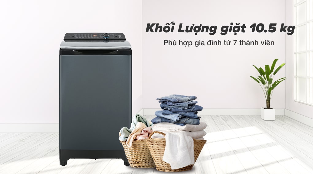 Máy giặt lồng đứng Aqua 10.5 kg AQW-FR105JT BK 2023