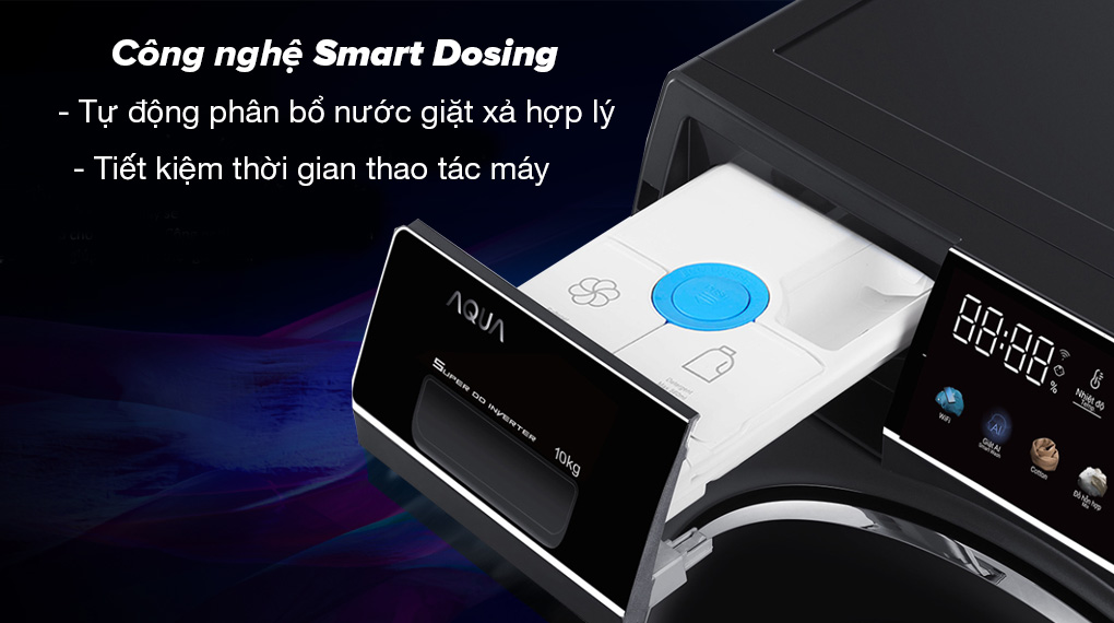 Máy giặt lồng ngang Aqua inverter 10 kg AQD-DDW1000J BK 2023