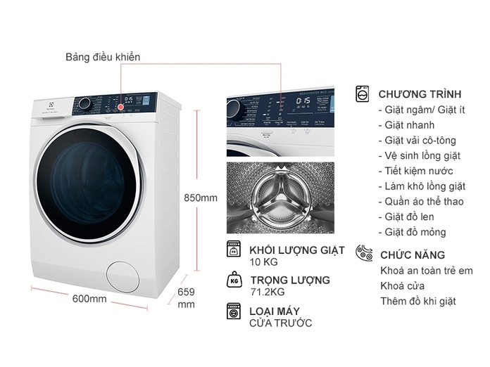 Máy giặt Electrolux Inverter 10 kg EWF1042Q7WB