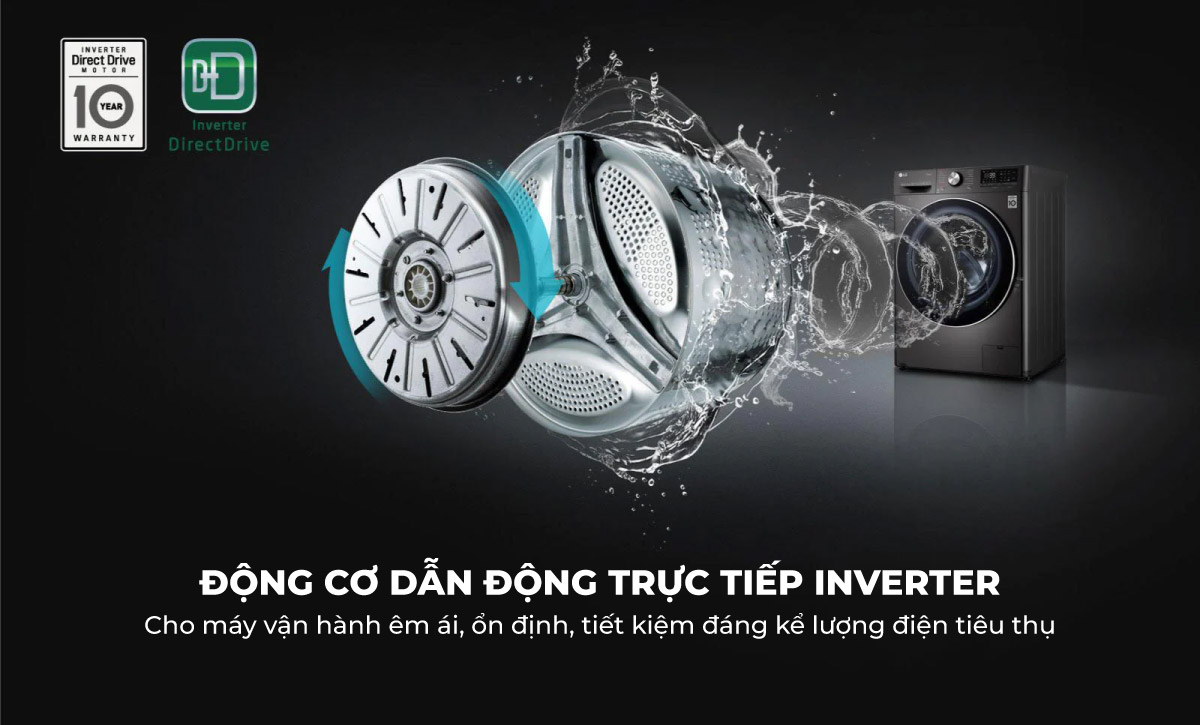 Máy giặt LG lồng ngang inverter 10 kg FV1410S4B 2023