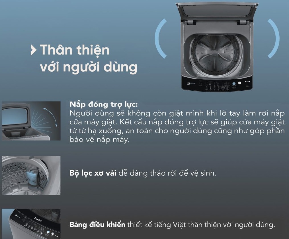 Máy giặt lồng đứng Funiki 9.5kg HWM T695ABG