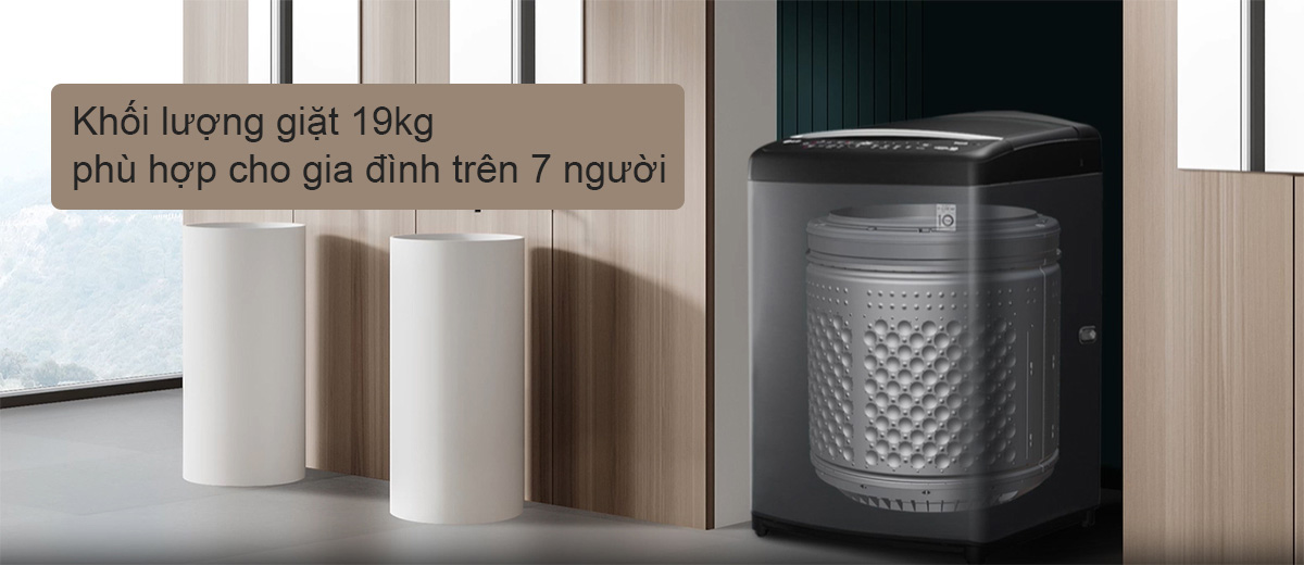Máy giặt lồng đứng LG inverter 19 kg TV2519DV7B 2023