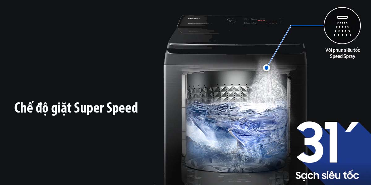Máy giặt lồng đứng Samsung inverter 12 kg WA12CG5886BVSV 2023 giá tốt