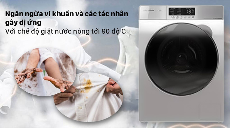 Máy giặt Sharp lồng ngang inverter 8.5 kg ES-FK852EV-W