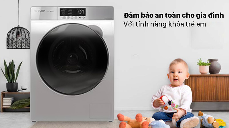 Máy giặt Sharp lồng ngang inverter 8.5 kg ES-FK852EV-W